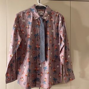 Christmas SVRN Code button shirt. Christmas theme